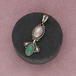 carolyn pollack sterling silver turquoise & mabe pearl drop pendant